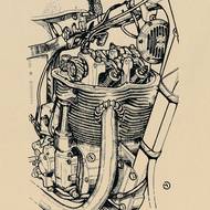 Motor s odkrytým šnekovým převodem vačkového hřídele