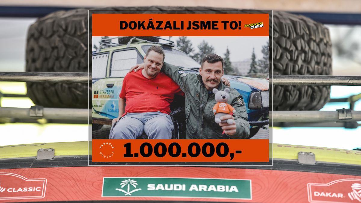 Knírač to dokázal! Klymčiw s dakarskou škodovkou na poslední chvíli vybral milion pro potřebné