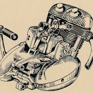 Řadový dvouválec Jawa 500 OHC při pohledu zprava