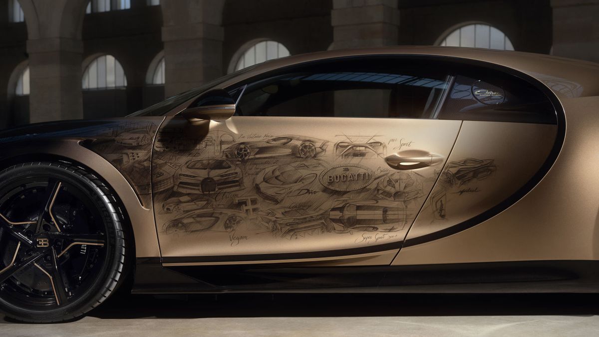 Hodně drahý skicák na kolech. Bugatti se pochlubilo pomalovaným a jedinečným Chironem Super Sport Golden Era