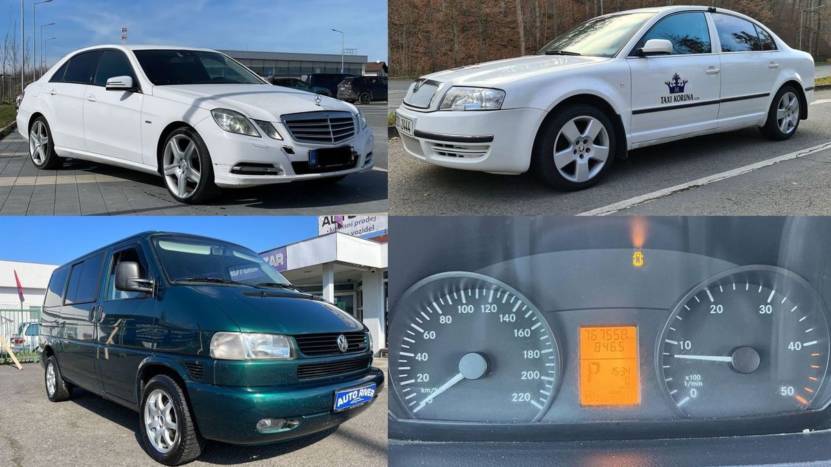Kilometroví rekordmani z inzerátů: Taxikářský Superb s milionem, tři mercedesy a Multivan T4