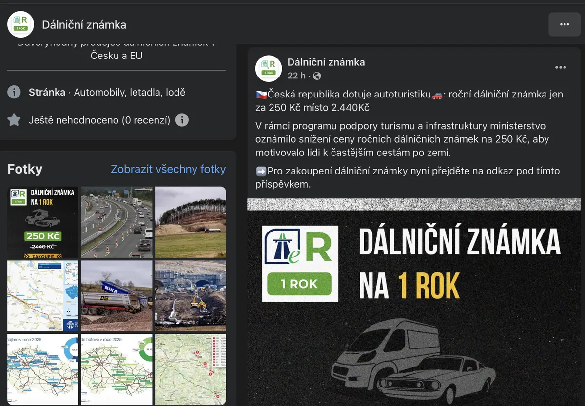 Podvodná stránka clyveronlabs.store/dalnicniznamka1